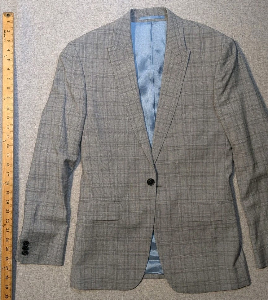 Topman Suit Jacket (34) + Pants (30R)   Grey Plaid1