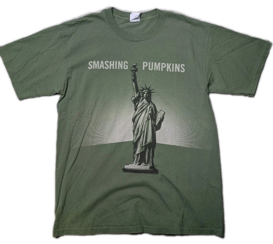 RARE AUTHENTIC 2007 Smashing Pumpkins TOUR   Adult Large Green T Shirt 0
