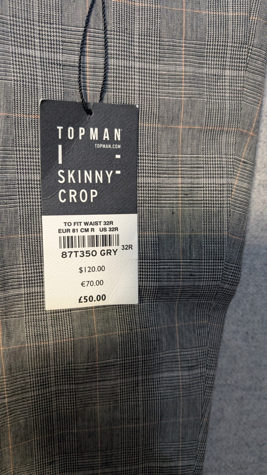 Topman Light Gray Plaid Suit Jacket(36R) & Pants(32R) - New With Tags7