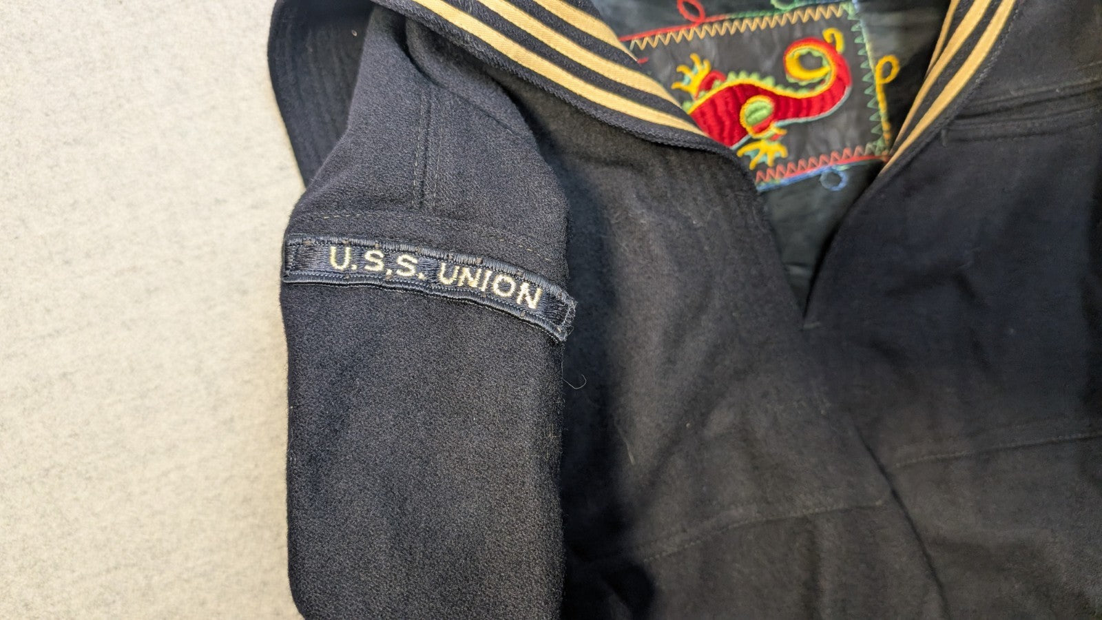Original Military Vintage Navy Sailor Kracker Jack Blue Wool Tunic #26