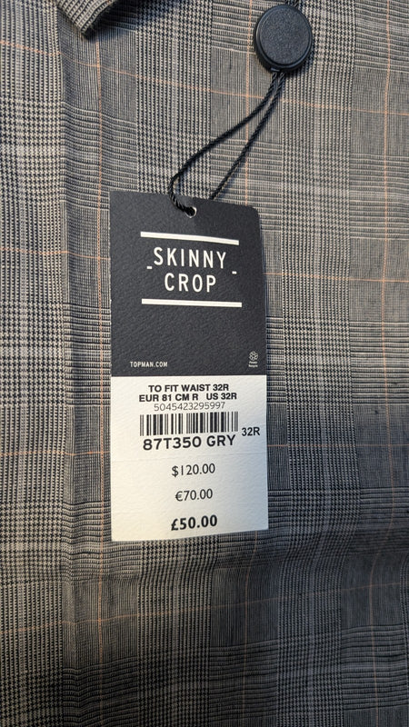 Topman Light Gray Plaid Suit Jacket(36R) & Pants(32R) - New With Tags6