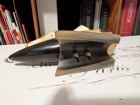 hand carved Boat Made From Water Buffalo Horn2