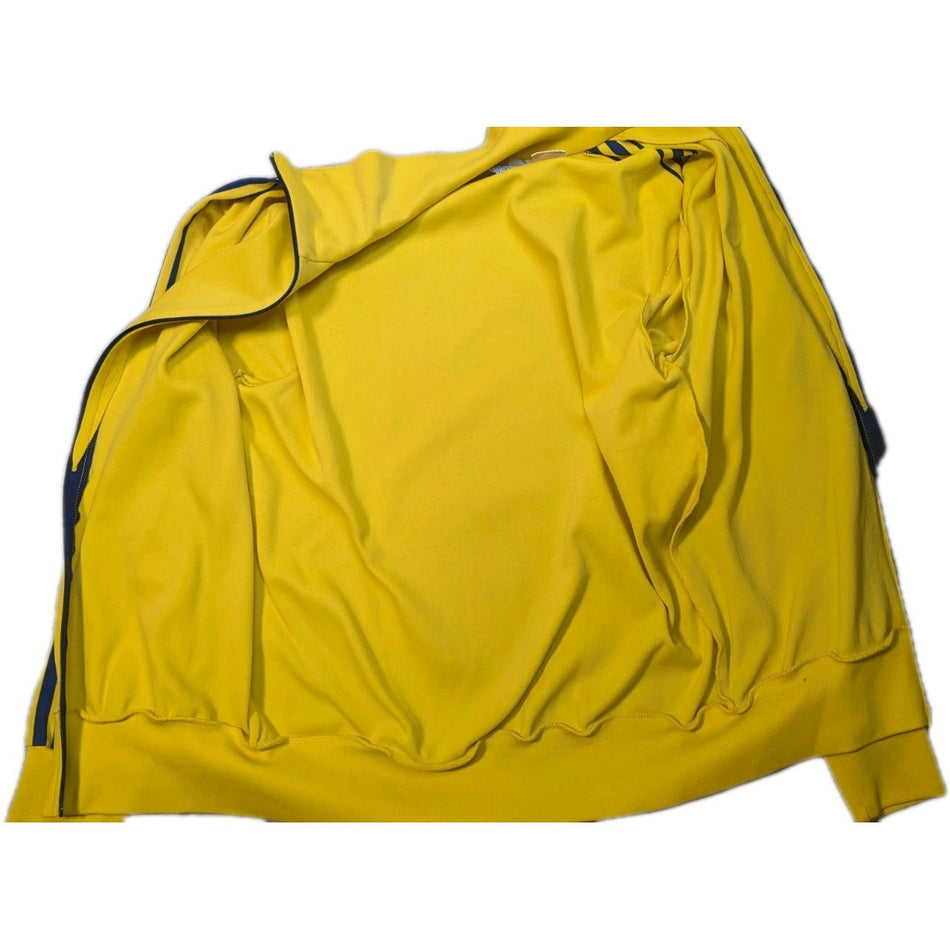 Adidas Vintage 1970s Yellow Trefoil Logo Full Zip Light Track Jacket Mens Small1