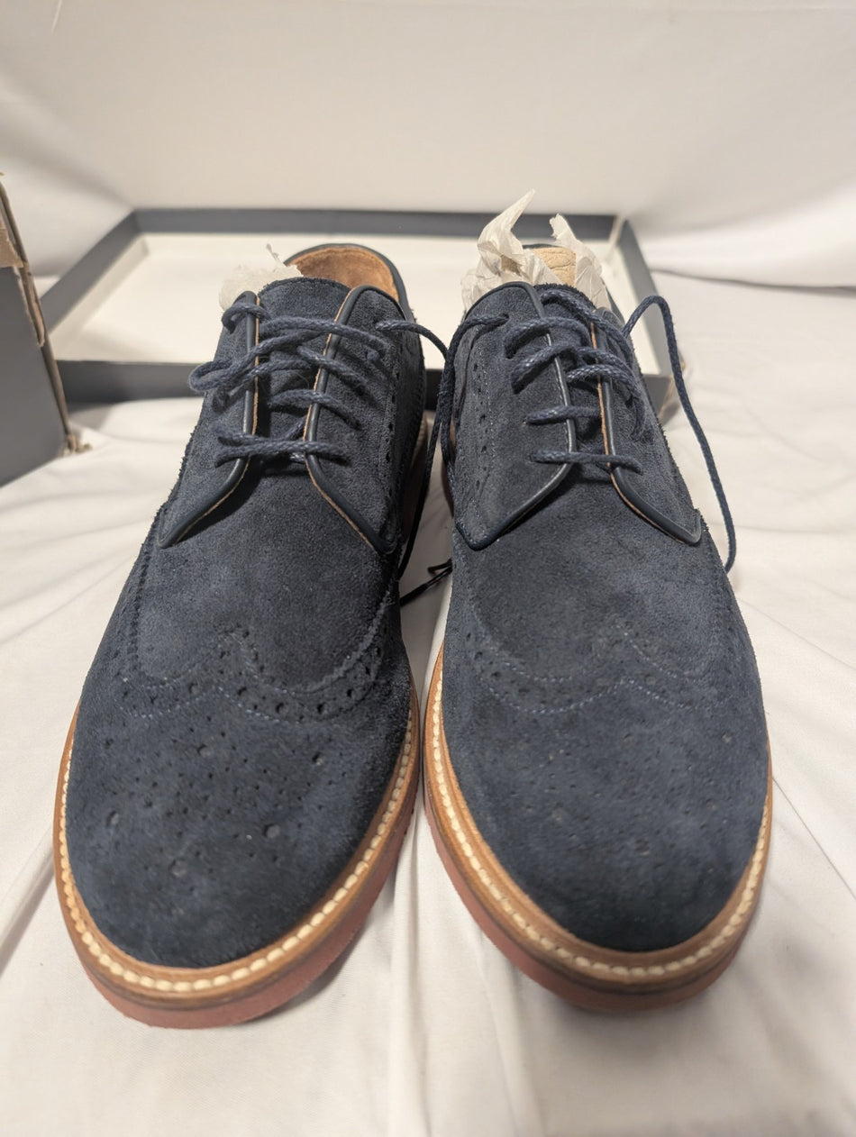 J CREW Shoes Mens Size 8.5 Kenton Wing Tips Navy Blue Suede Oxford 436871