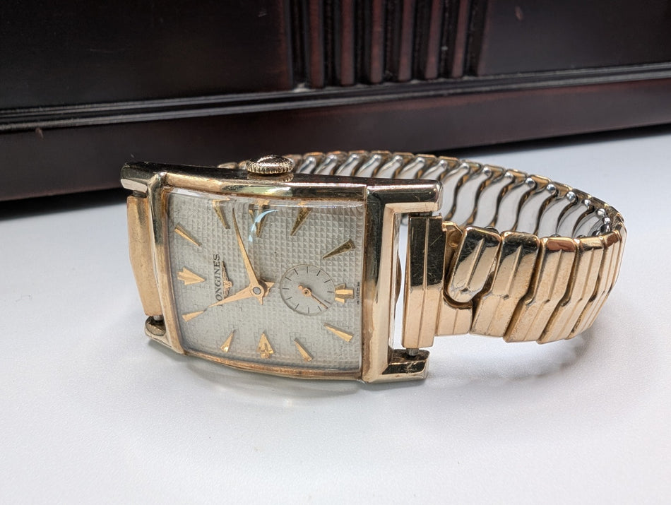Longines   10k Gold Filled Watch Waffle Dial W/Velvet Grip 10k Gold Filled Band.0