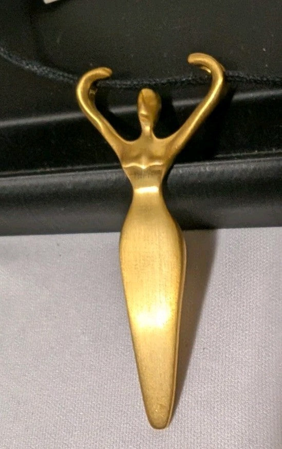 Egyptian Pre-Dynastic Figurine Pendant 1 3/4" , 28" Waxed Cord- Reproduction0