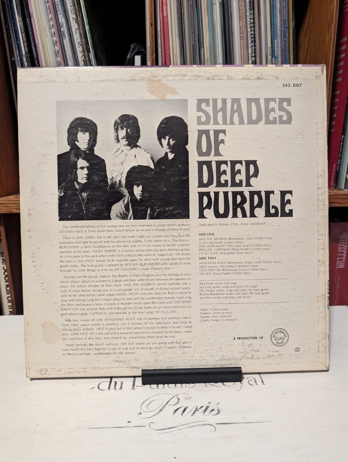Deep Purple ‎– Shades Of Deep Purple- 12" Vinyl Record - 1968- Canada 1