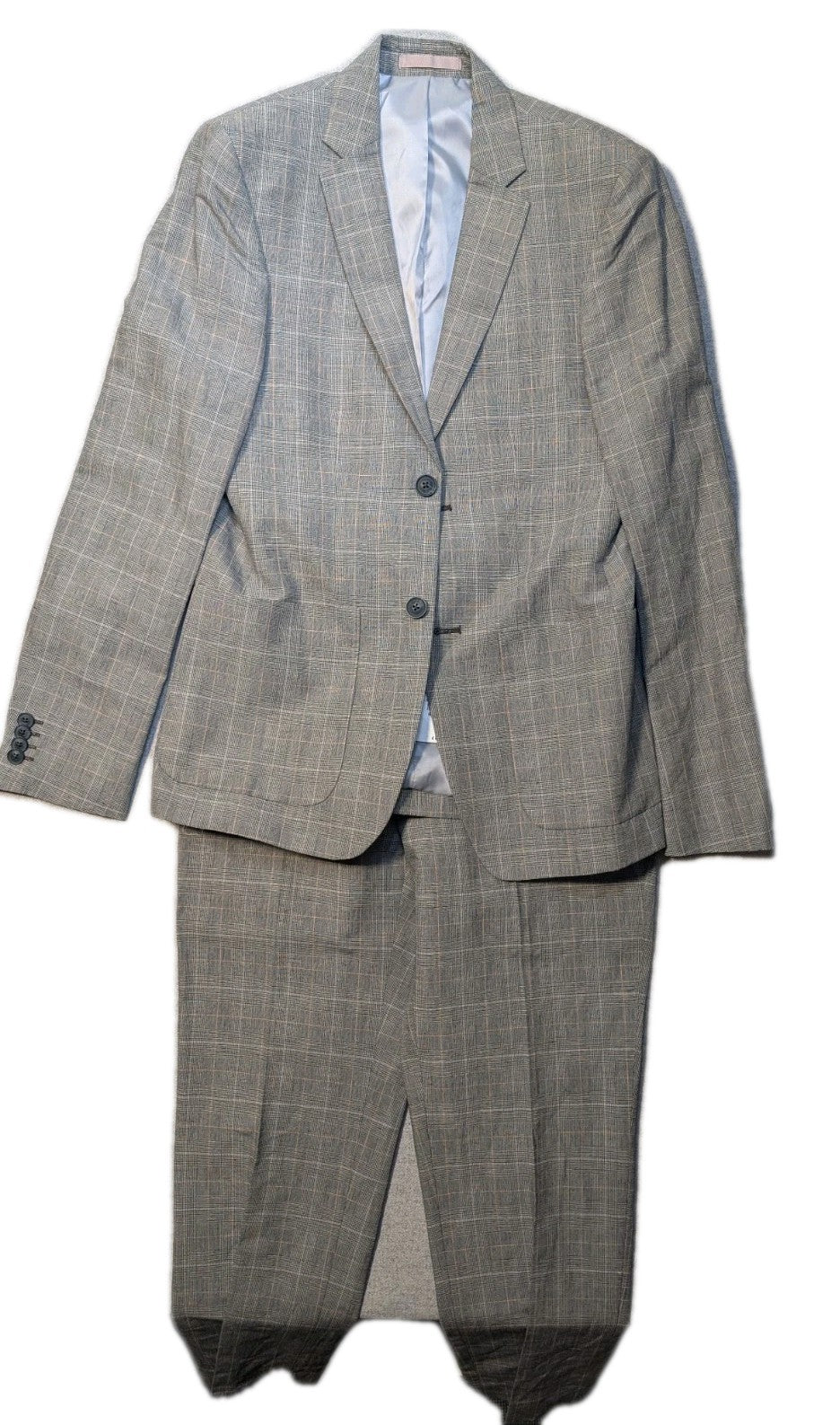 Topman Light Gray Plaid Suit Jacket(36R) & Pants(32R) - New With Tags0