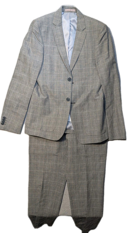 Topman Light Gray Plaid Suit Jacket(36R) & Pants(32R) - New With Tags0