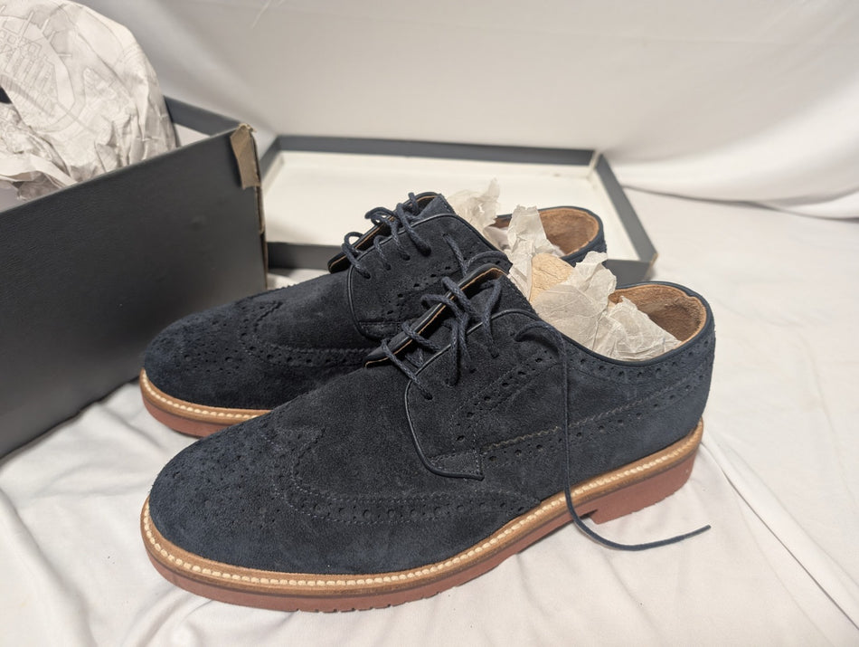 J CREW Shoes Mens Size 8.5 Kenton Wing Tips Navy Blue Suede Oxford 436870