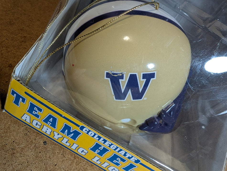 Washington Huskies NCAA Fan Helmet Hanging Ornament Acrylic light up 2 LOT NOS1