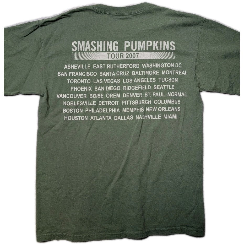 RARE AUTHENTIC 2007 Smashing Pumpkins TOUR   Adult Large Green T Shirt 1