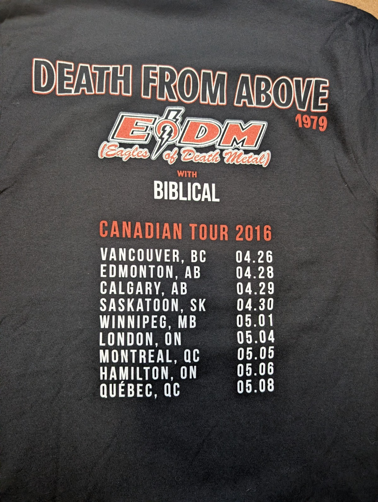 Death From Above 1979 & EODM   2016 Tour T Shirt  Size Small  RARE2