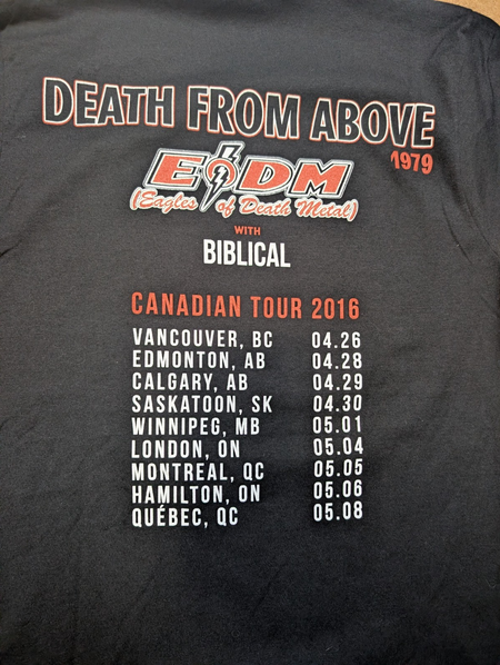 Death From Above 1979 & EODM   2016 Tour T Shirt  Size Small  RARE2