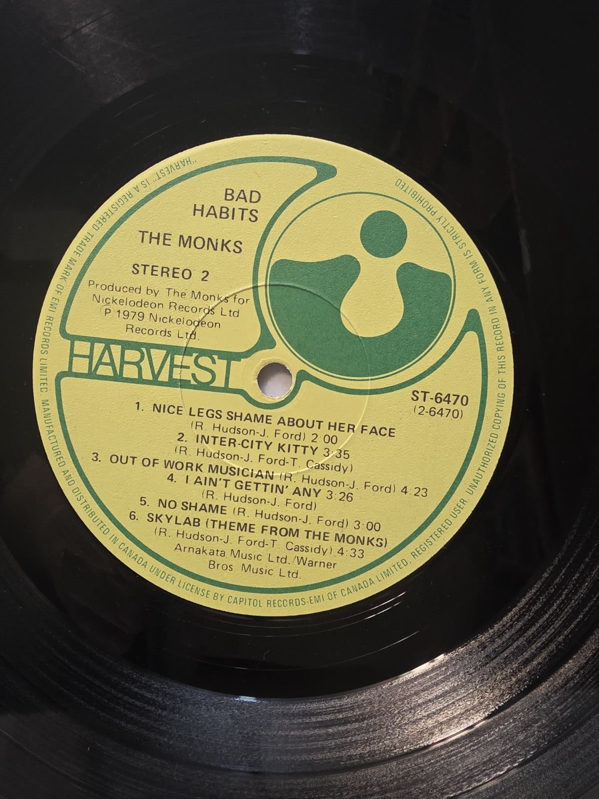 The Monks - Bad Habits - 12" Record -ST-6470 - Canada - 198010