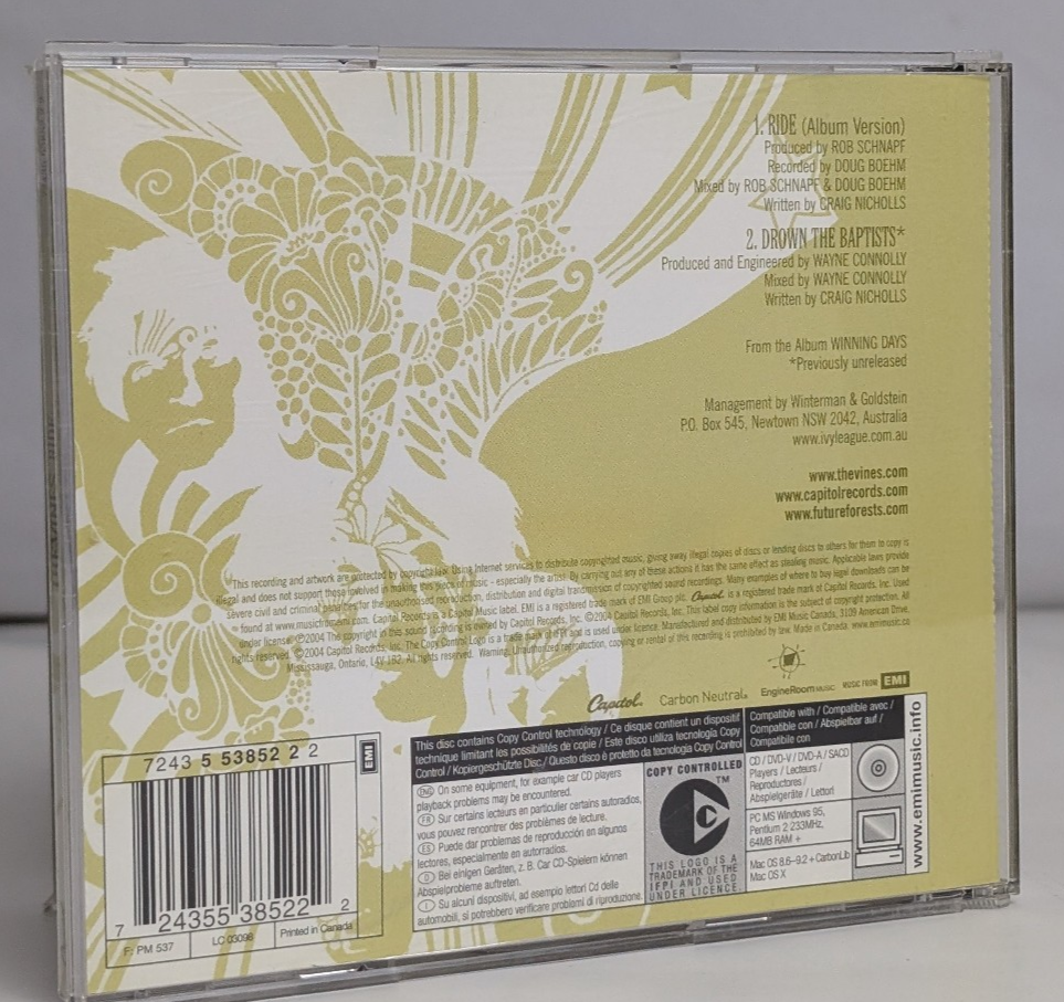 Ride The Vines 2004 – Canada CD, Single, Copy Protected Capitol Records – 72435 2