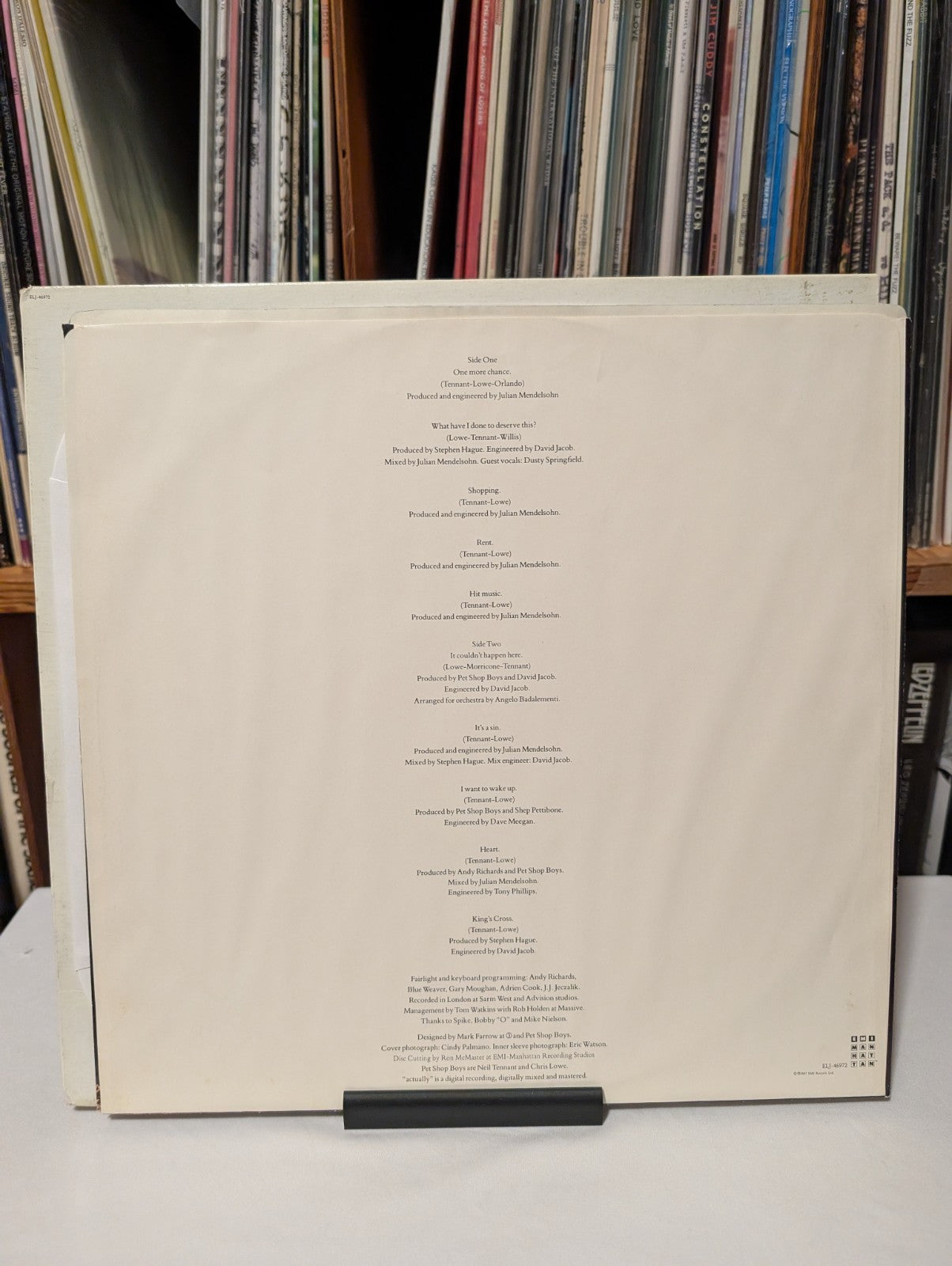 Pet Shop Boys – Actually, 1987 LP, EMI Canada ELJ 469723