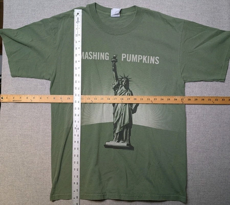 RARE AUTHENTIC 2007 Smashing Pumpkins TOUR   Adult Large Green T Shirt 6