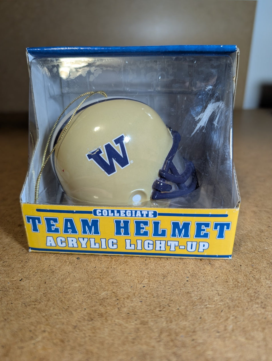 Washington Huskies NCAA Fan Helmet Hanging Ornament Acrylic light up 2 LOT NOS0