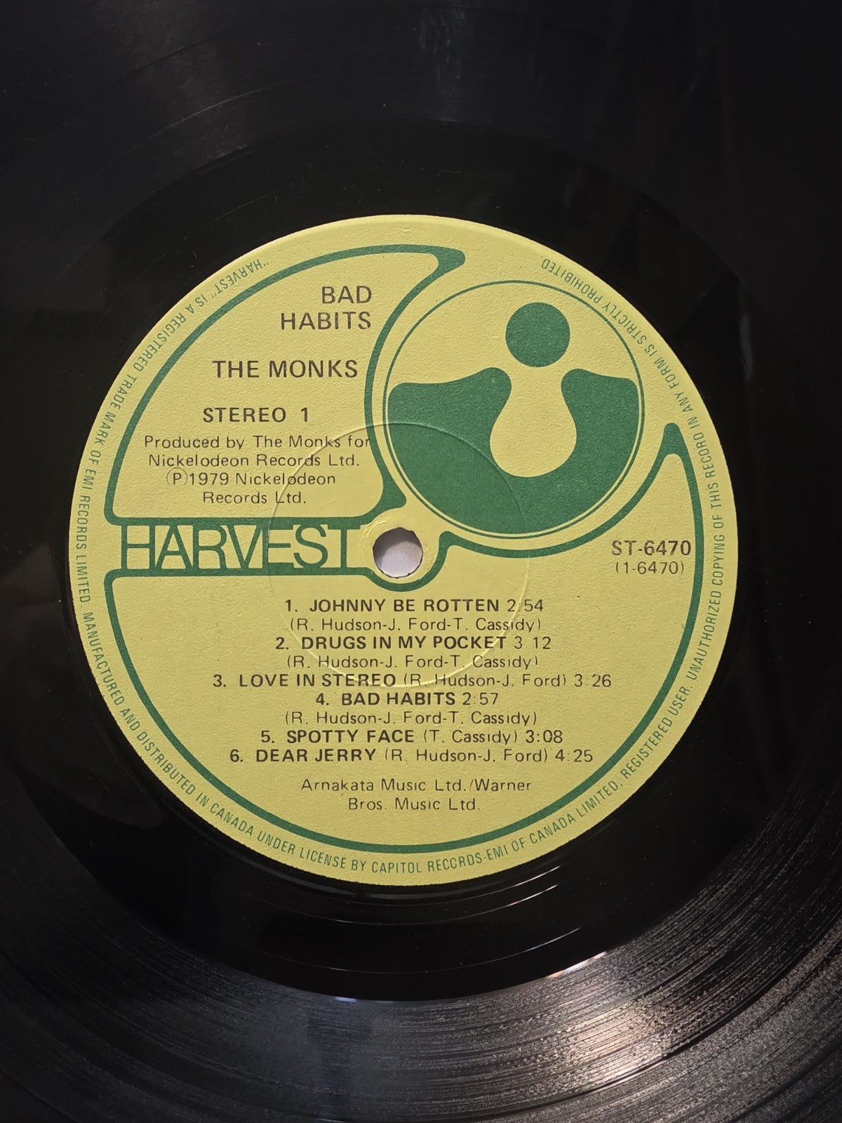 The Monks - Bad Habits - 12" Record -ST-6470 - Canada - 19807