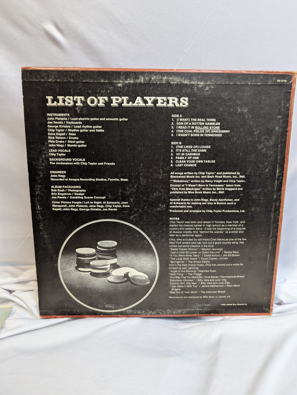 CHIP TAYLOR - CHIP TAYLOR'S LAST CHANCE -LP- ALBUM - 1973 #BS 2718 W/OG POSTER