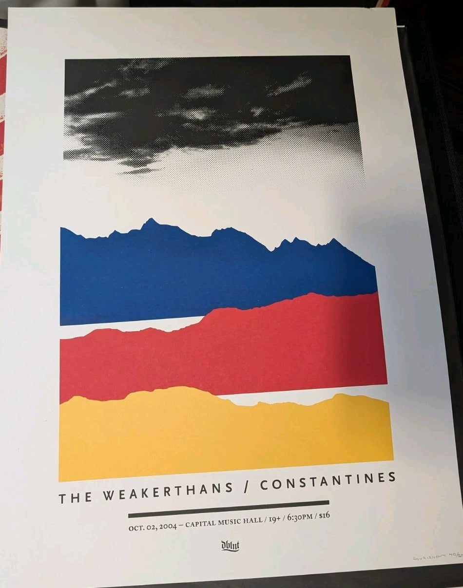THE WEAKERTHANS & CONSTANTINES   2004 DOUBLENAUGHT SCREEN PRINT VINTAGE \ #'D  0