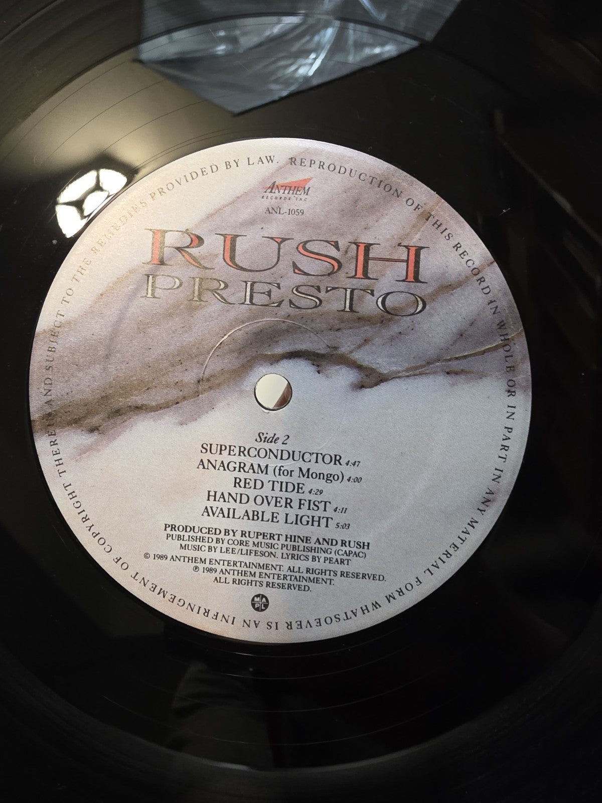 Rush - Presto - 12" Album - Canada - ANL- 1059- 19895