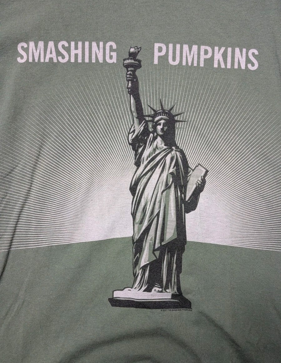 RARE AUTHENTIC 2007 Smashing Pumpkins TOUR   Adult Large Green T Shirt 4
