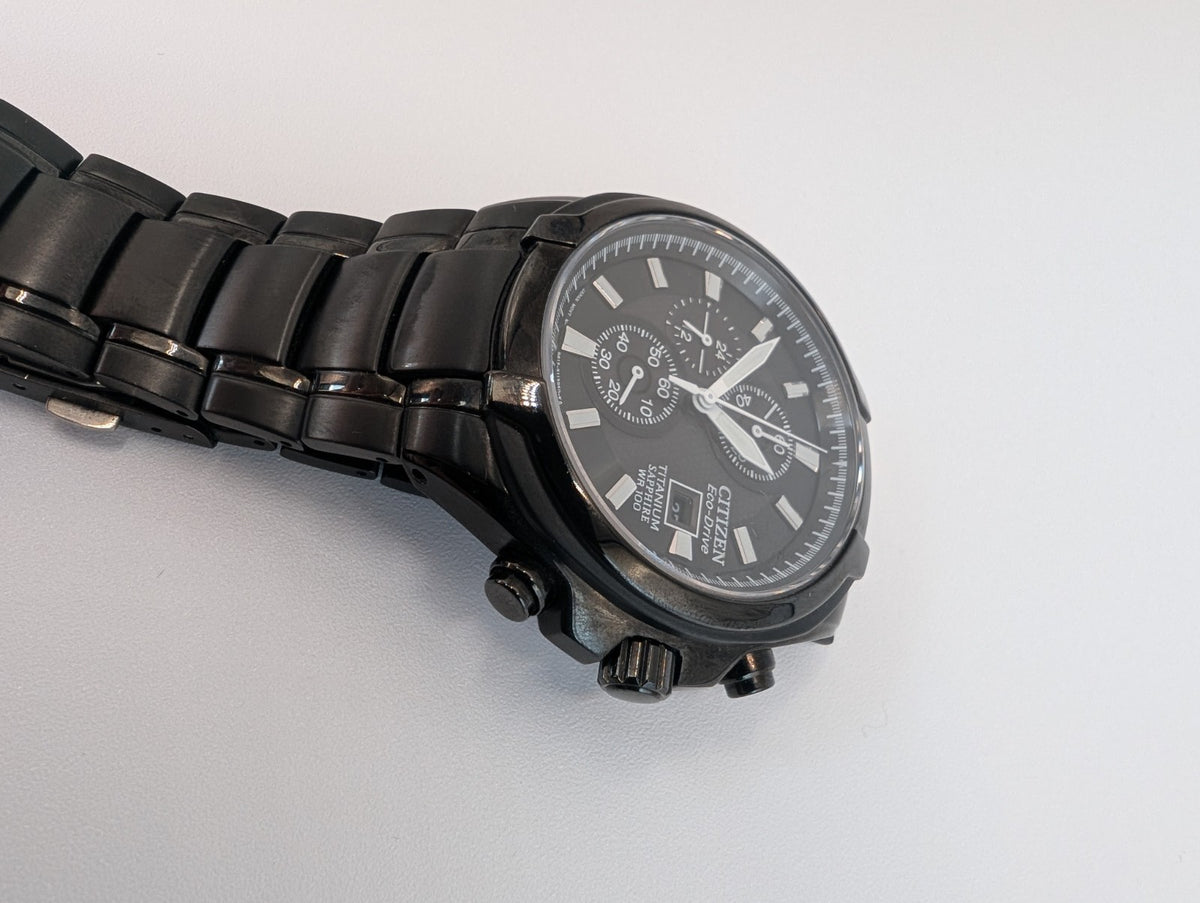 Citizen Eco Drive Titanium Chronograph Sapphire WR 100m Mens Watch B612 s0783429