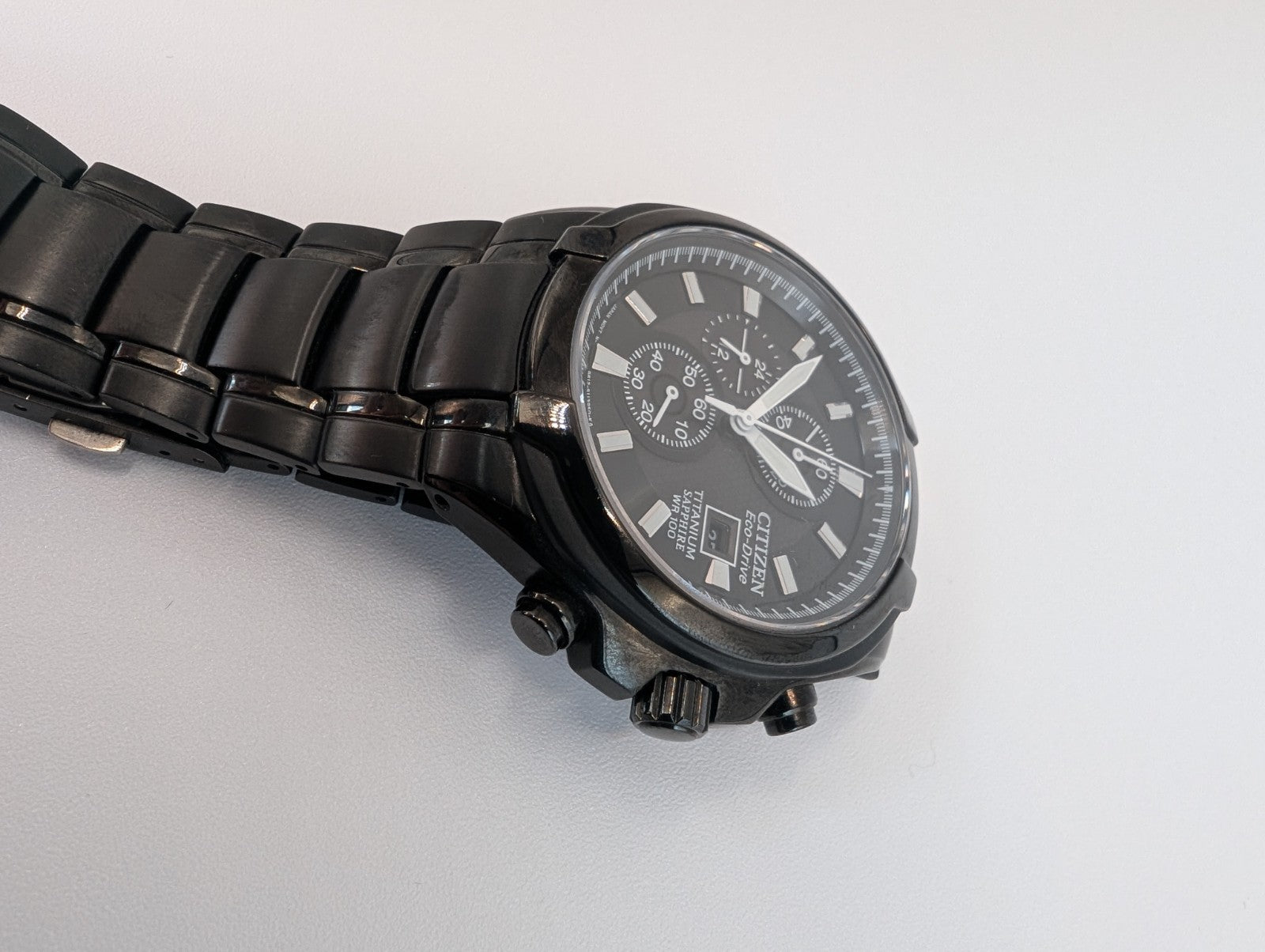 Citizen Eco Drive Titanium Chronograph Sapphire WR 100m Mens Watch B612 s0783429