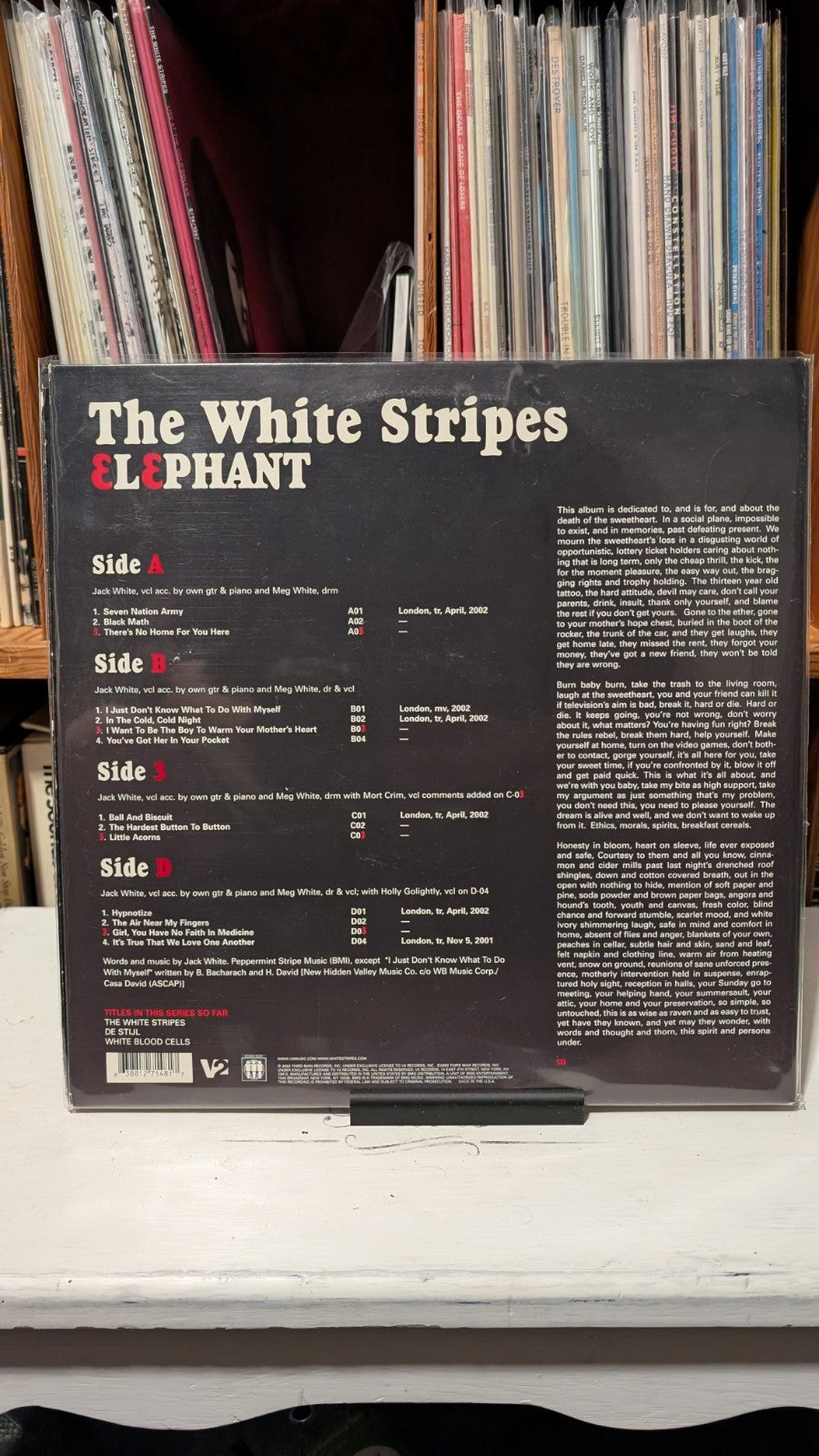 The White Stripes Elephant 2003 1st Pressing Vinyl Record 2xLP White Red VG+1