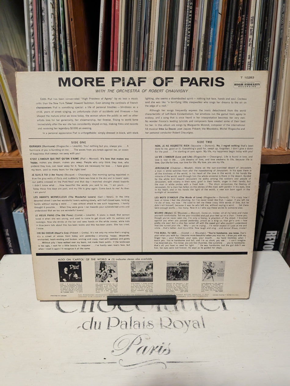 Edith Piaf More Piaf Of Paris LP Vinyl 33T Capitol T102831