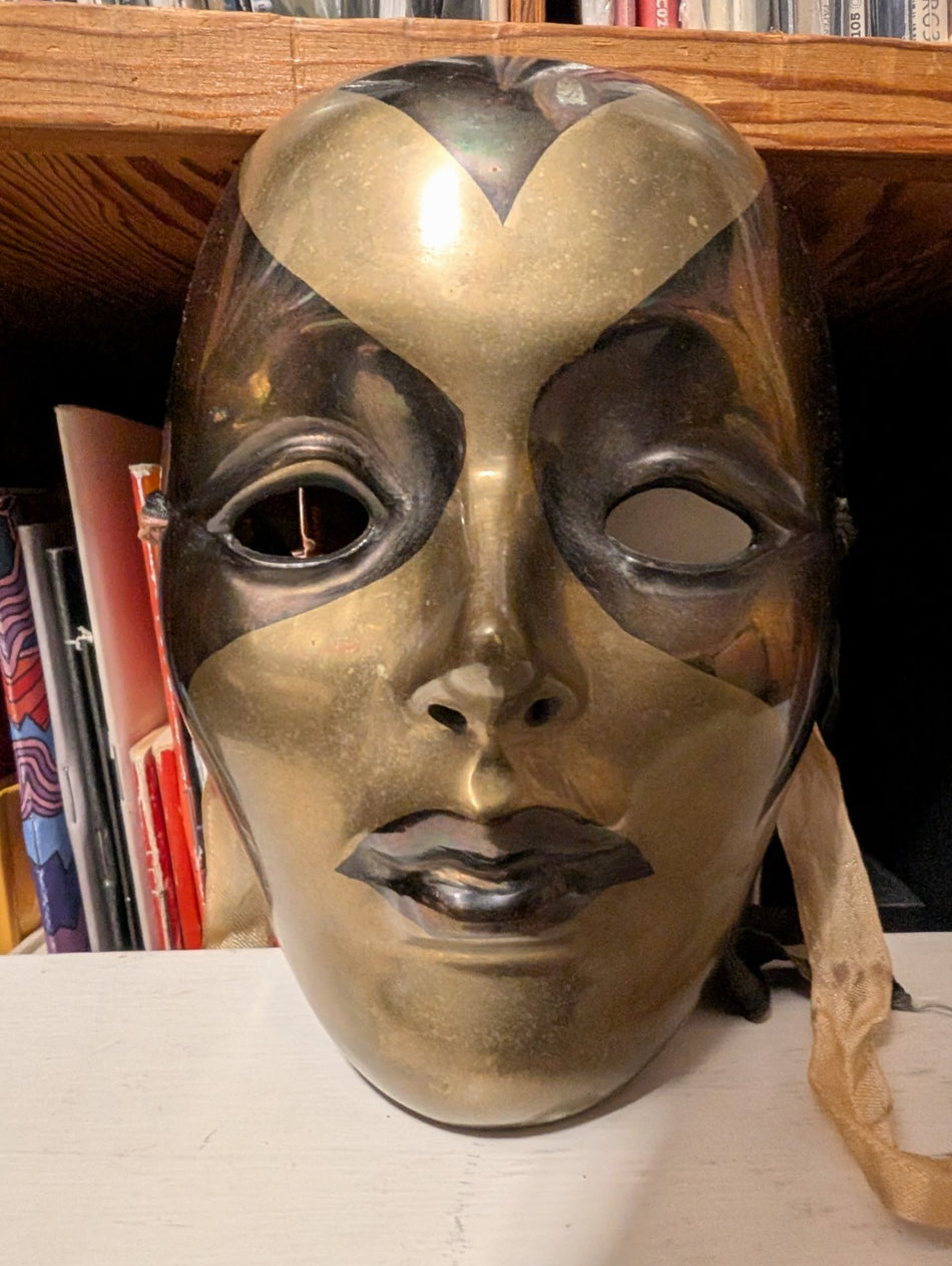 Vintage Mardi Gras Solid Brass Face Mask Wall Decor (PL28)0