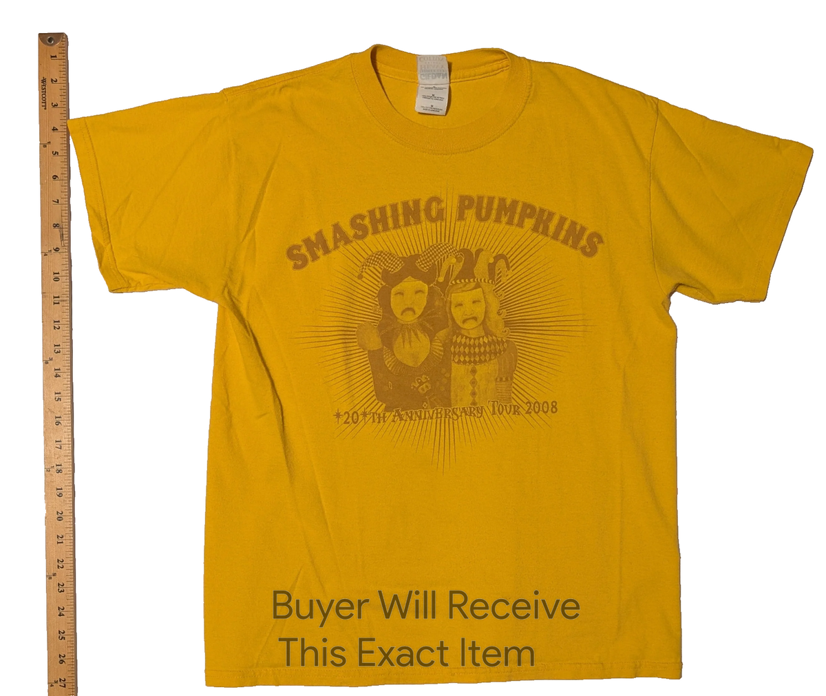 Smashing Pumpkins   20 Years of Sadness   2008 Tour shirt   size medium   Yellow0