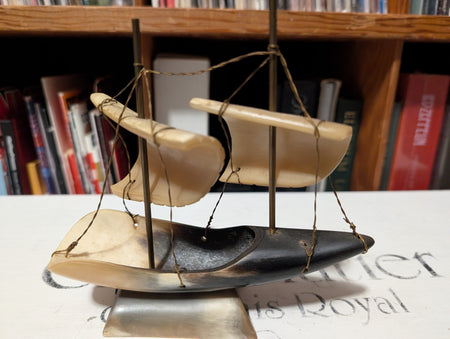 hand carved Boat Made From Water Buffalo Horn1