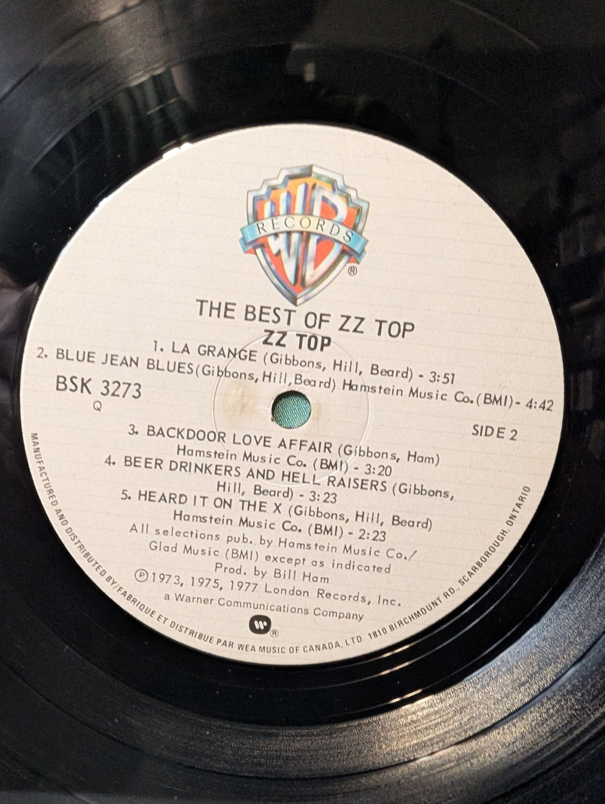 The Best Of ZZ Top    Record LP 1977 Canada BSK 3273 Warner Bros   12"2