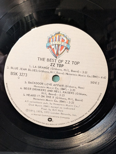 The Best Of ZZ Top    Record LP 1977 Canada BSK 3273 Warner Bros   12"2