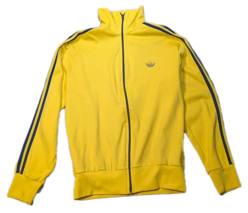 Adidas Vintage 1970s Yellow Trefoil Logo Full Zip Light Track Jacket Mens Small0