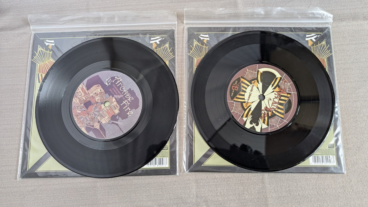 ARCADE FIRE 7" Records Laika + Misprint Copy Of #3 In #2 Sleeve. 