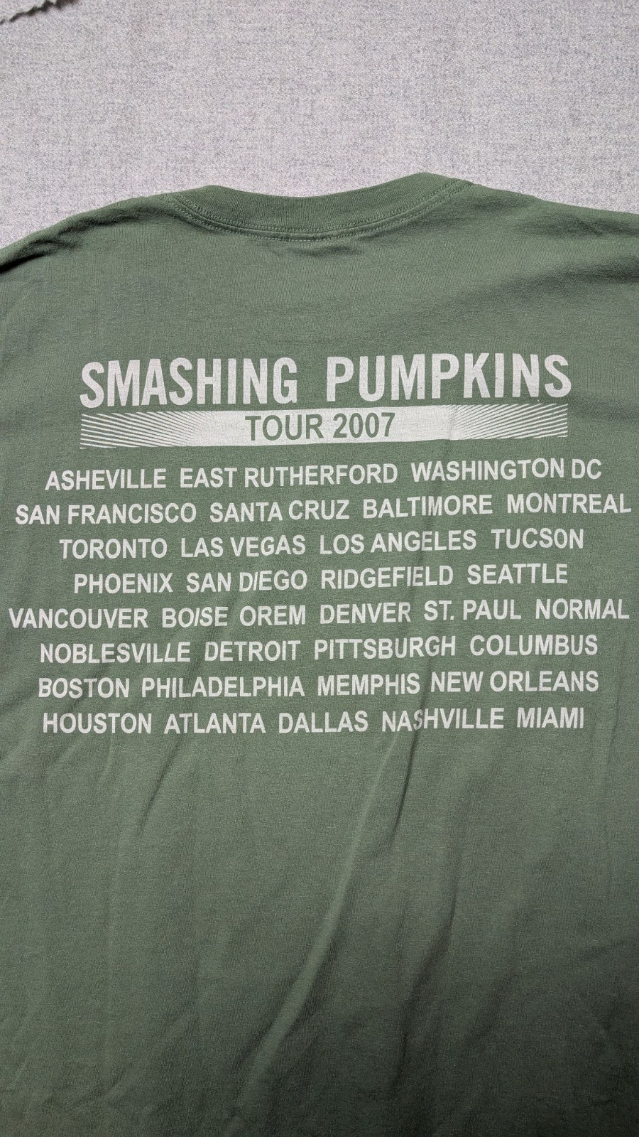 RARE AUTHENTIC 2007 Smashing Pumpkins TOUR   Adult Large Green T Shirt 3