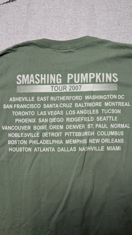 RARE AUTHENTIC 2007 Smashing Pumpkins TOUR   Adult Large Green T Shirt 3