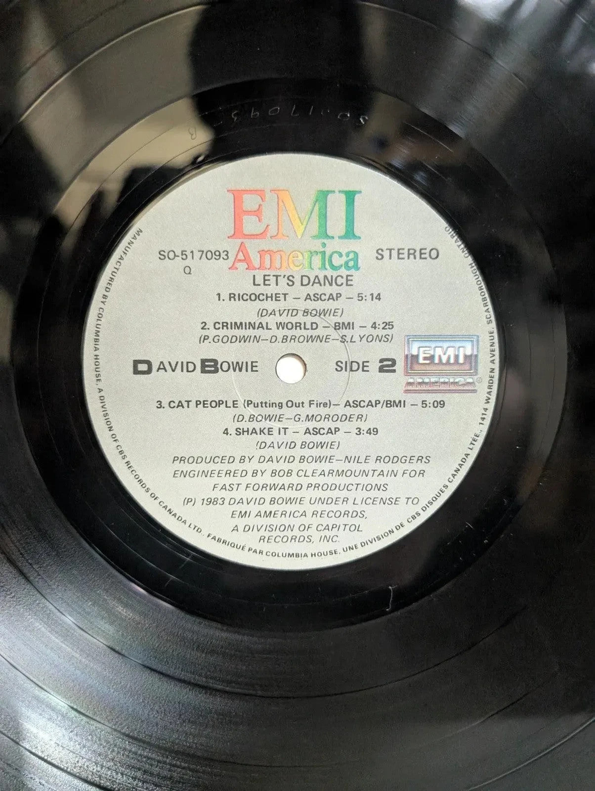 David Bowie   Let's Dance   LP Original 1983 Release   EMI Records Canada4
