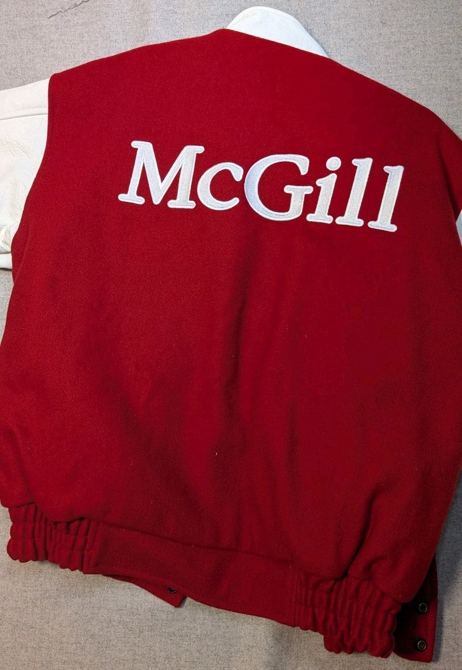 Vtg McGILL UNIVERSITY Wool / Leather VARSITY JACKET Mens Small Montreal Canada1