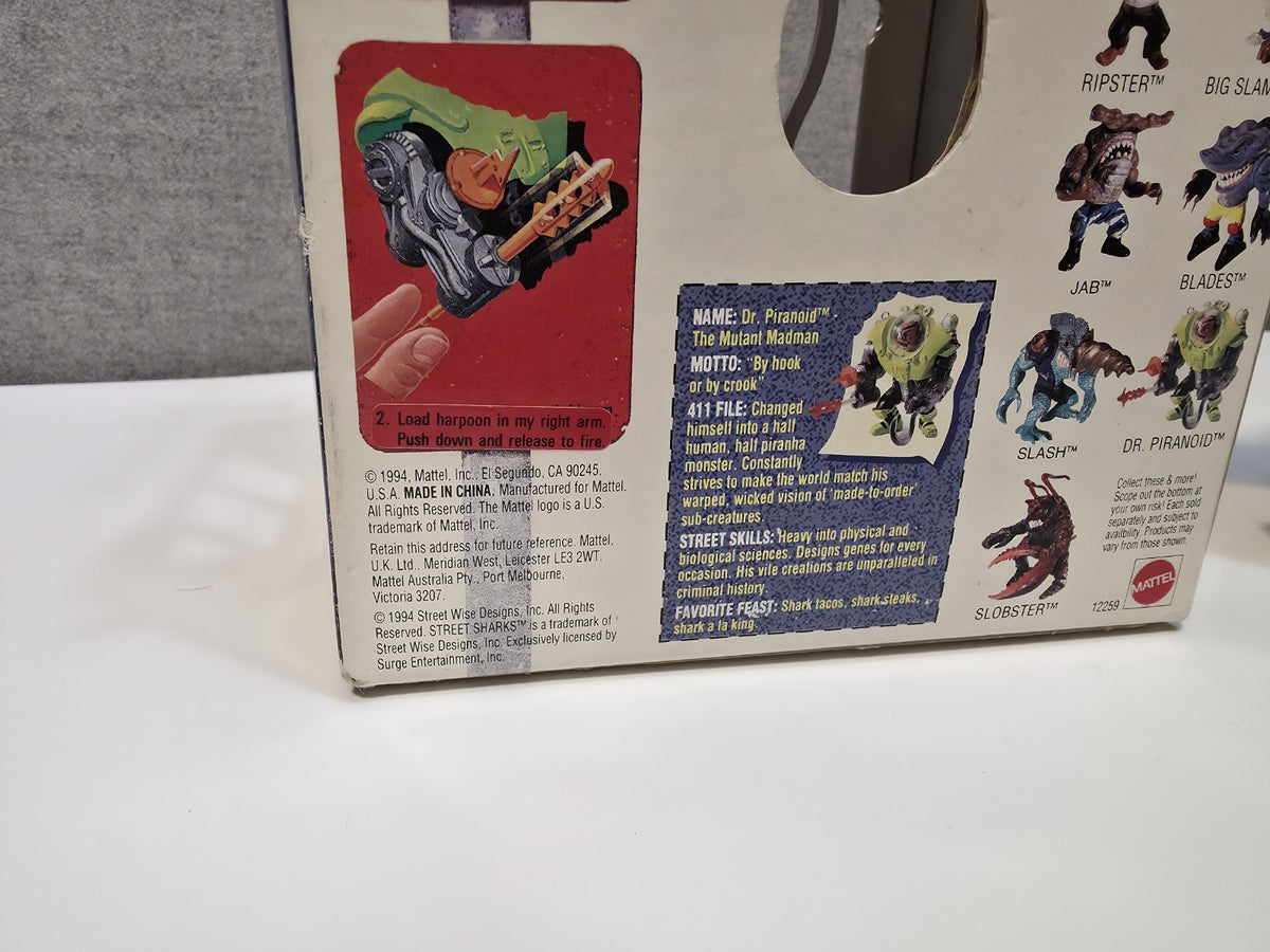 Vtg Street Sharks DR PIRANOID figure  100% original 1994 w missile & Box15