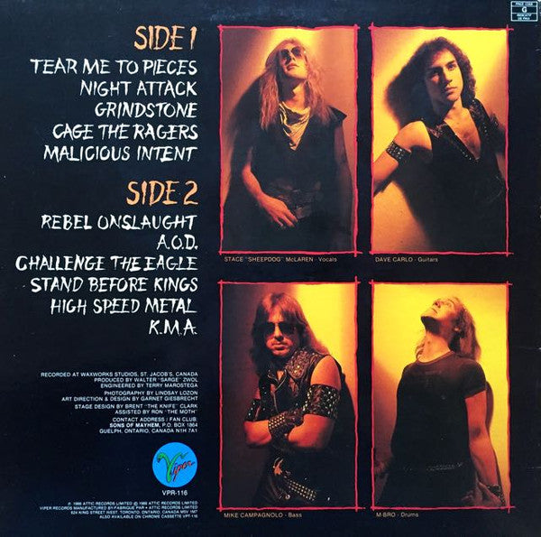 Razor -Malicious Intent- Vinyl, LP, Album, Canada-1986