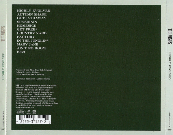 The Vines-Highly Evolved-2002 – Canada,CD, Album Capitol Records
