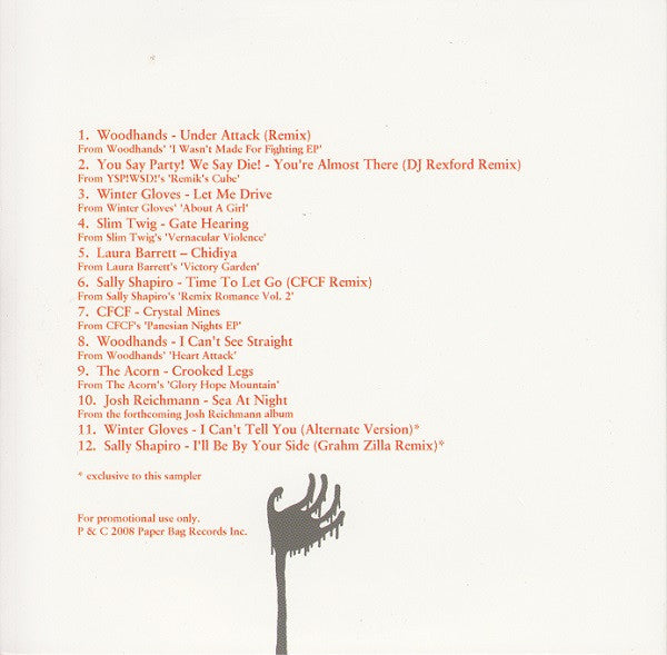 Paper Bag Records 2008-09 Winter Sampler-2008-CD-Promo