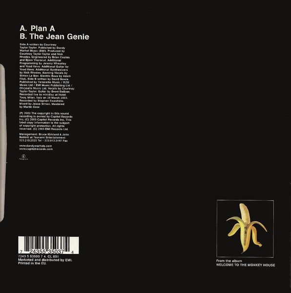 THE DANDY WARHOLS - PLAN A - Vinyl, 7", Single, 45 RPM, Limited Edition Blue