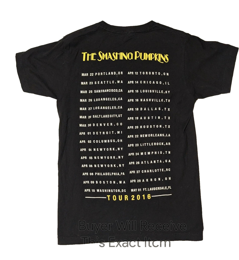 The Smashing Pumpkins 2016 Concert Tour T-Shirt Gold Fish Yin-Yang Black Size S