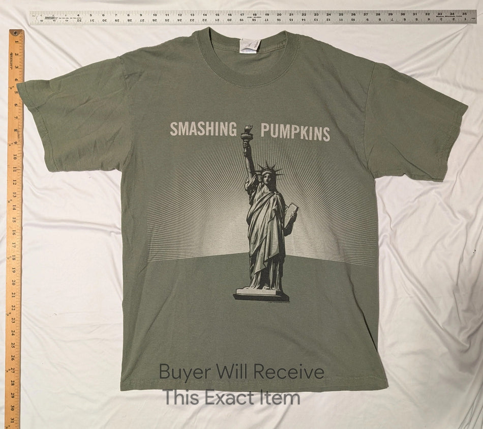 VERY RARE AUTHENTIC 2007 Smashing Pumpkins TOUR Men's Large Green T-Shirt